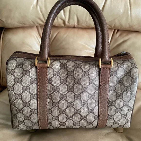 Vintage Gucci Boston Bag GG Monogram + Unbranded Web Stripe Strap - Picture 2 of 15